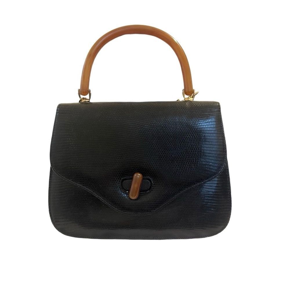 Gucci Top Handle black lizard print Bag